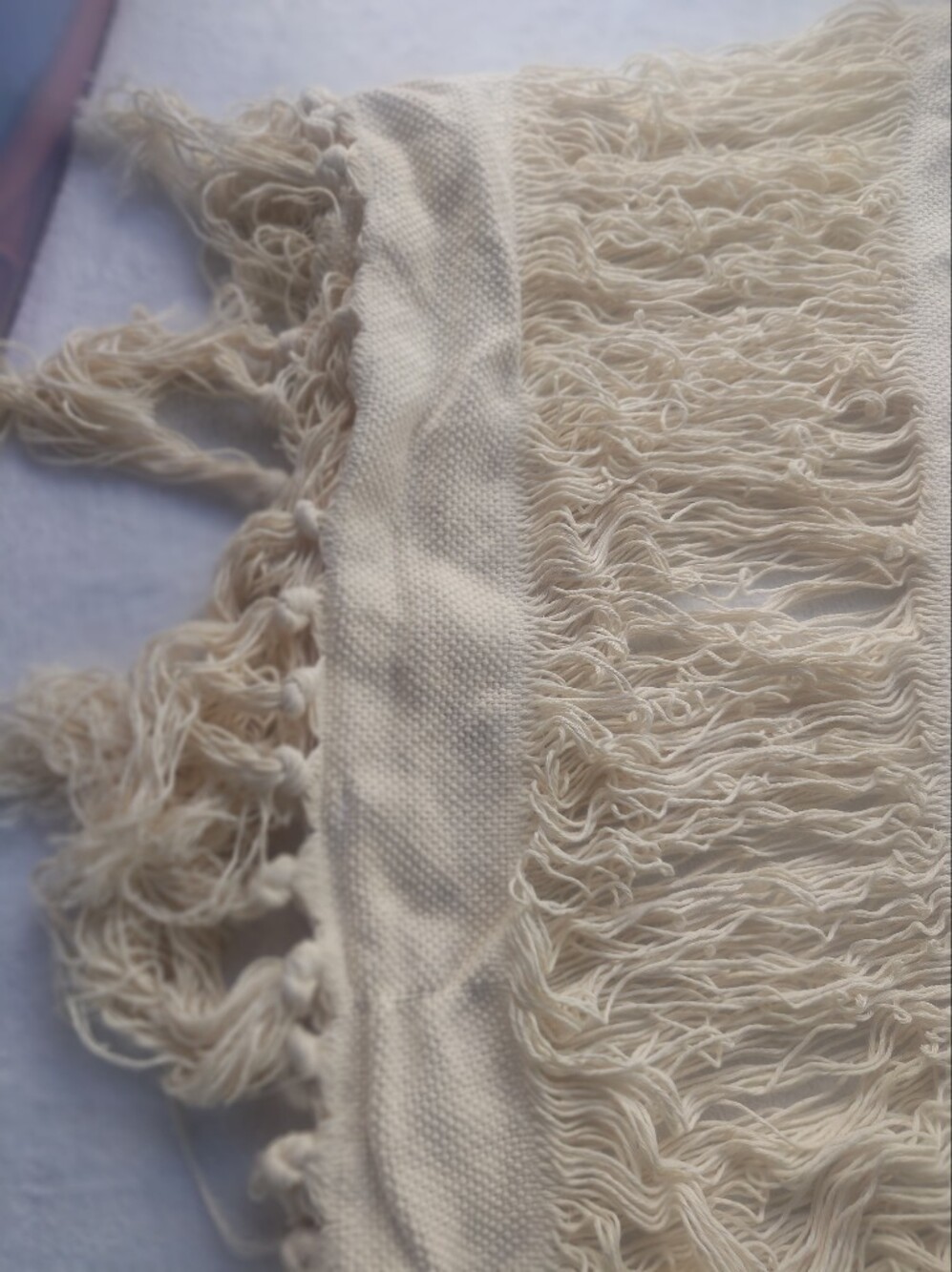 Fausto Betancourt Boho Fringed Cream Kimono Unisex Cover-Up - Picture 5 of 9